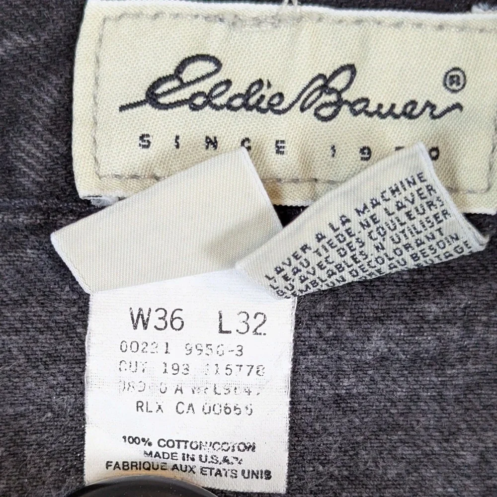 Eddie Bauer Mens 36x32 Faded Black Denim Jeans Made in USA 100% Cotton Vintage